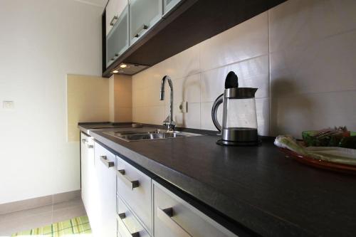 eine Küche mit einer Spüle und einer Arbeitsplatte in der Unterkunft Studio apartment in the centre of Budva in Budva