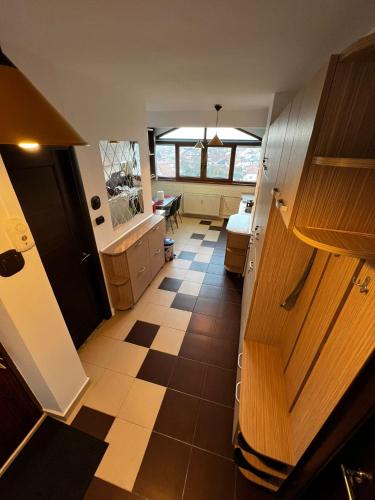 a large bathroom with a sink and a mirror at High level Apart Oradea free reserved parking in Oradea