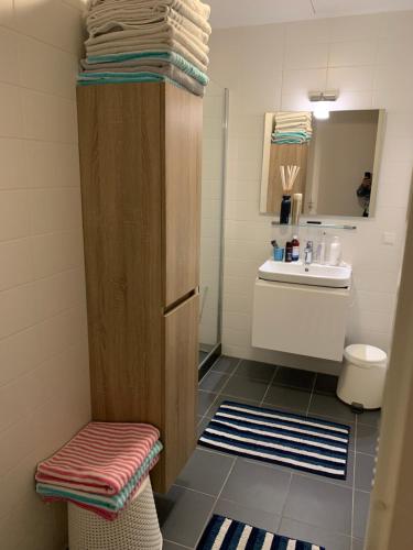 a small bathroom with a sink and a toilet at trendy STUDIO ROTTERDAM CENTER in Rotterdam