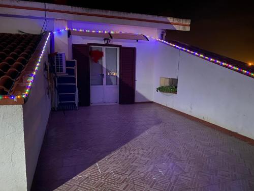 an empty room with purple lights on the side of a building at Villa Ulivi in Tocco da Casauria
