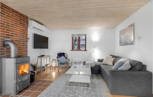 a living room with a couch and a fireplace at Amazing Home In Nysted With Wifi in Nysted
