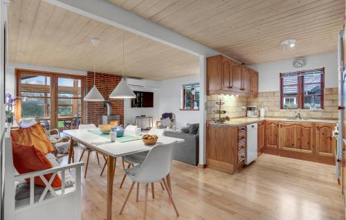 a kitchen and living room with a table and chairs at Amazing Home In Nysted With Wifi in Nysted