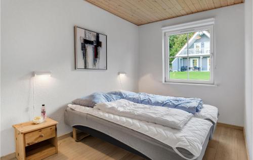 Cama en habitación con ventana en Beautiful Home In Grsten With Wifi, en Gråsten