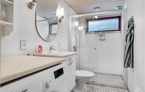 y baño con lavabo, aseo y espejo. en Awesome Home In Vestervig With Wifi, en Vestervig