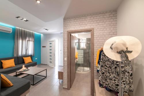 A seating area at Chania Design Suites