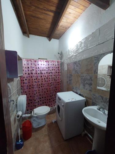 un baño con inodoro y lavabo en Alquileres temporarios Anahi, en Las Heras