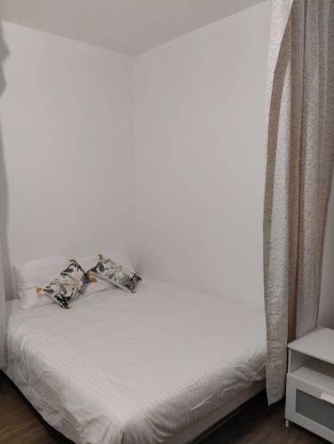 un lit avec deux oreillers dessus dans une chambre dans l'établissement Le cercle doré, à Toulouse