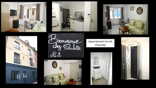 a collage of different pictures of a living room at DIEPPE GITES BEAUREGARD in Dieppe