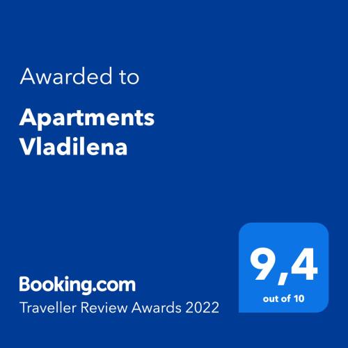 Sijil, anugerah, tanda atau dokumen lain yang dipamerkan di Apartments Vladilena