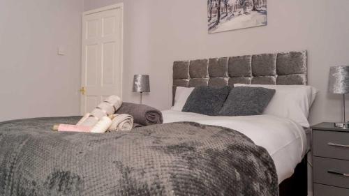 1 dormitorio con 2 camas y vestidor en Lovely Home in Coventry en Coventry