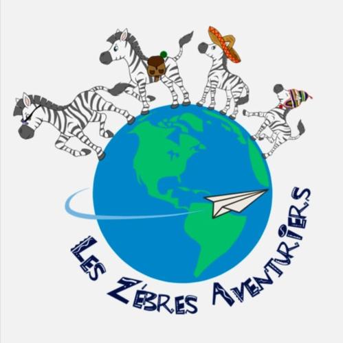 a group of zebras walking around the earth at Gîte des Zèbres Aventuriers... in L'Etang-Bertrand