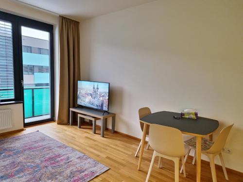 TV a/nebo společenská místnost v ubytování Kama apartments