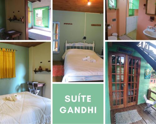 un collage de fotos de una habitación con una suite canbah en Pousada Alquimia, en Aiuruoca