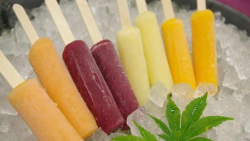 a group of different colored popsicles sitting on ice at Shionoyu Onsen Rengetsu in Nasushiobara