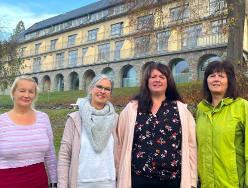 a group of women standing in front of a building at Sonnenhof in Bad Elster
