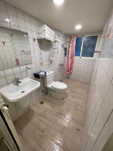 a bathroom with a toilet and a sink at Star & Moon GUEST HOUSE in Hengchun South Gate