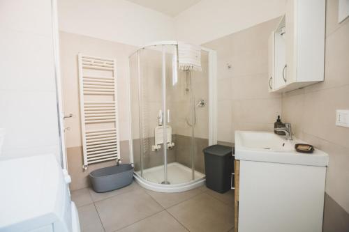 a bathroom with a shower and a sink at Grey House Pavia in Pavia