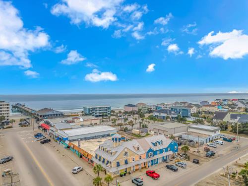 an aerial view of a city with the ocean at 125 Atlantic Avenue Unit G1 - Pet Friendly! Walk To The Beach and Pier! 2BR -1BA - Sleeps 6 guests! in Myrtle Beach