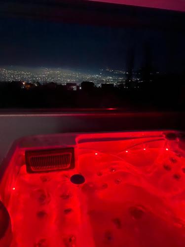 a red light on the back of a boat at LUXURY VILLA M NEAR 2km AWAY FROM BITOLA WITH PRIVATE SWIMMING POOL & SAUNA &JACUZZI in Bitola