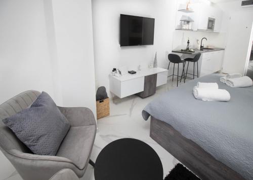 Studio apartman Rose tesisinde bir oturma alanı