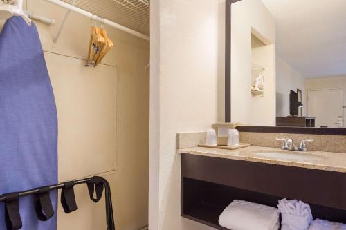 a bathroom with a sink and a mirror at SureStay Hotel by Best Western St Pete Clearwater Airport in Clearwater