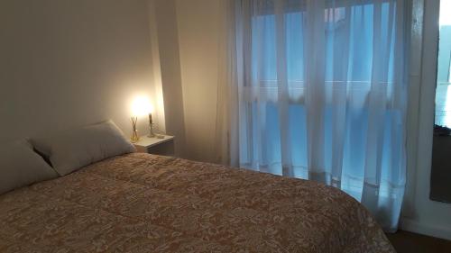 1 dormitorio con cama y ventana con luz en SANFER en San Fernando