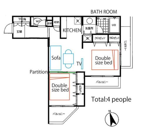 a drawing of a floor plan of a house at Holiday Places /SHIBUYA 5min by train (Sangenjaya) in Tokyo