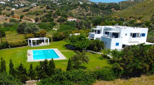 an aerial view of a villa with a swimming pool at Alasthas in Gavrio