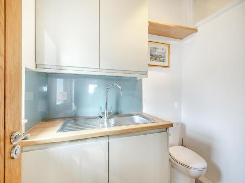 een kleine keuken met een wastafel en een toilet bij Larks Nest in Wortham