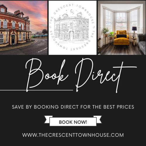a collage of photos with a book draft of a building at The Crescent Townhouse in Lisburn