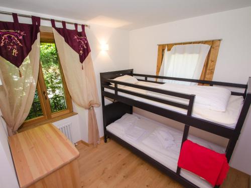 dwa łóżka piętrowe w pokoju z oknem w obiekcie Appartement central à Chamonix proche pistes avec balcon et WiFi - FR-1-343-194 w Chamonix-Mont-Blanc