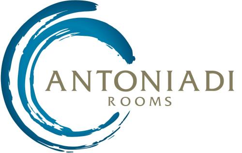 a blue ocean wave logo with the words anthetical rooms at Antoniadi Rooms in Livadia