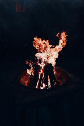 a bunch of fire in a bowl of water at Woodland Cabins in Santa Ana Jilotzingo