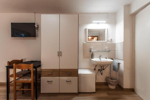 a bathroom with a sink and a toilet at Apartment Ticar in Bohinj