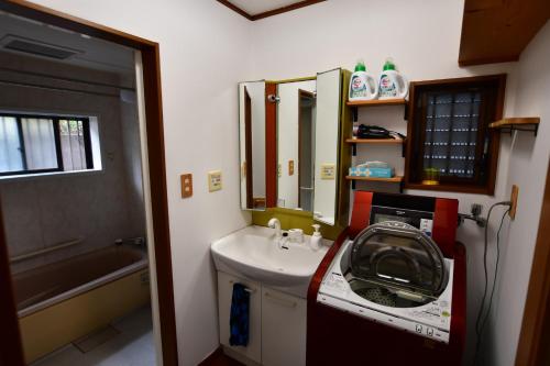 ein Badezimmer mit einem Waschbecken und einer Waschmaschine in der Unterkunft boschetto - Vacation STAY 05372v in Kami-ichi