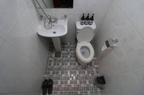 uma casa de banho com um WC e um lavatório em The garden hotel em Seul
