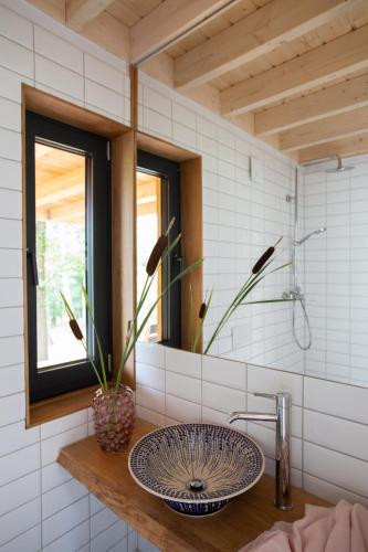 a bathroom with a sink and a mirror at Bosco Uno in Łagów