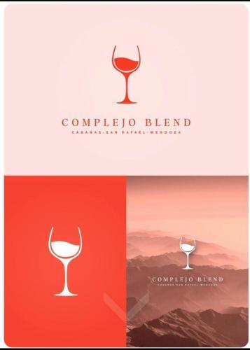 un logo per una degustazione di vini con bicchiere di vino di Complejo Blend a San Rafael