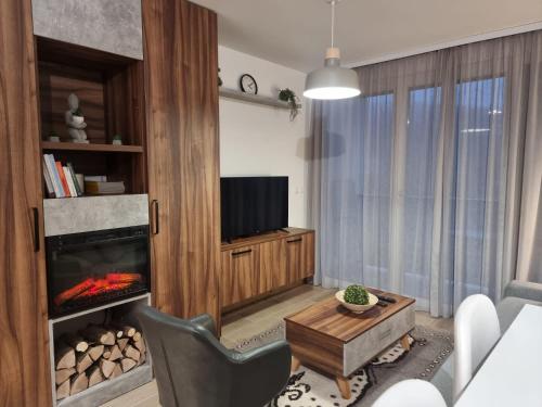 Una televisión o centro de entretenimiento en Apartman Staza Divčibare