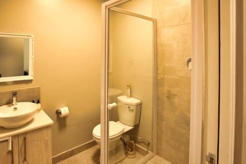 ランゲバーンにあるNIVICA Lifestyle Living 18のバスルーム(トイレ、洗面台、シャワー付)