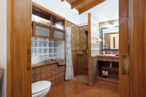 y baño con aseo, ducha y lavamanos. en El Nogal, en San Juan de la Rambla