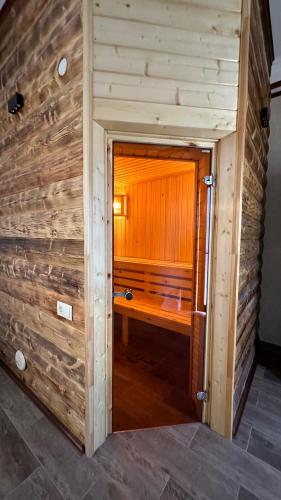 a small wooden room with a desk in it at Harsnadzor Eco Resort in Halidzor
