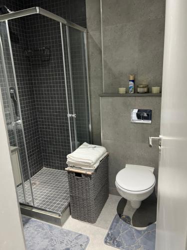 łazienka z prysznicem, toaletą i koszem w obiekcie TheRestInn @ 2Six2 Florida w mieście Durban
