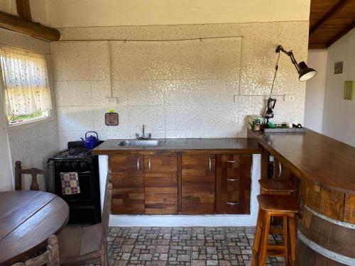 a kitchen with a sink and a stove at Evergreen in Mar del Plata