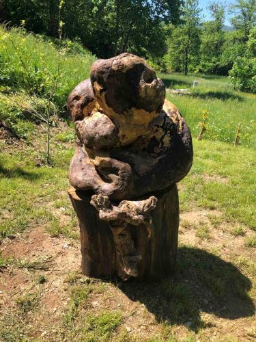 a statue sitting on top of a tree stump at Holiday Home JASEN in Kolašin