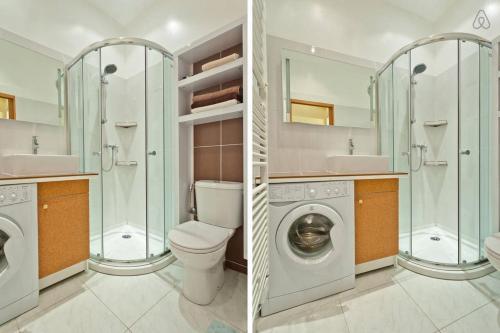 La salle de bains est pourvue de toilettes et d'un lave-linge. dans l'établissement Studio Alberti, à Nice