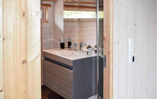 ein Bad mit einem Waschbecken und einer Dusche in der Unterkunft Beautiful Home In Fl With Kitchen in Flå