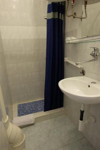 y baño con lavabo y ducha. en Apartments Golubic en Pula
