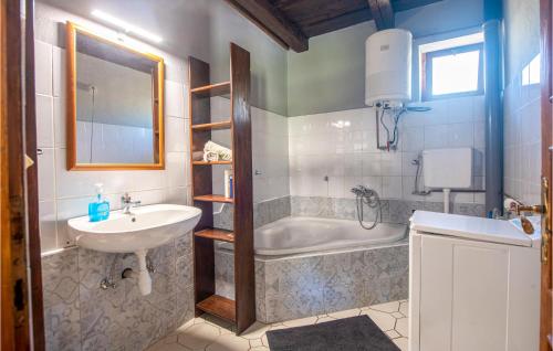 a bathroom with a sink and a bath tub at Gorgeous Home In Radovanci With Jacuzzi 