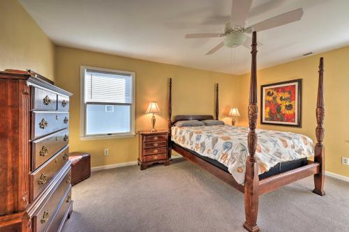 a bedroom with a bed and a ceiling fan at Seaside Escape Less Than 1 Mi to Cape May Public Beach in West Cape May